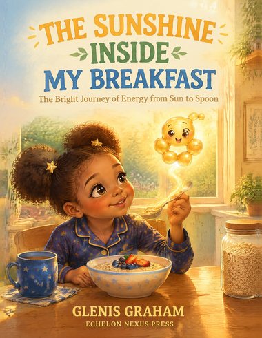 Cover of The Sunshine Inside My Breakfast: Luna at a sunlit breakfast table with a glowing sugar molecule.